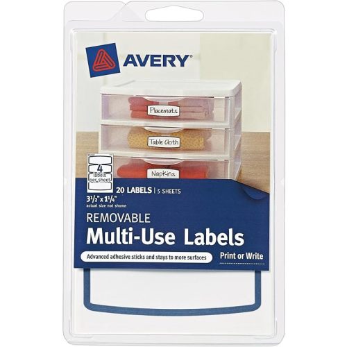 Avery Removable Multi-Use Labels, Blue Border, 3.5 x 1.25 Inches, Pack of 20 (41446)