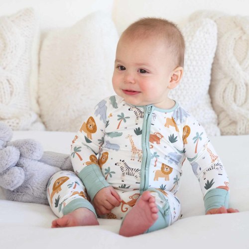 Caden Lane “Safari Snuggles” Convertible Zip Romper