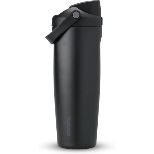 Owala FreeSip Sway Insulated Stainless Steel Water Bottle with Two-Way Spout, Built-In Straw and Bucket Handle, Made for Travel, School, and Sports, 30oz, BPA Free, Leak Proof, Very, Very Dark