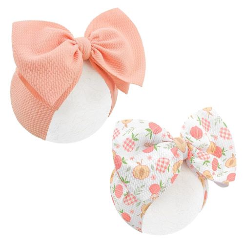 Super Durable Soft Peach Knot Headbands with Hair Bows Infant Toddlers Kids Hair Accessories Pink Headband for Newborn Baby Girls