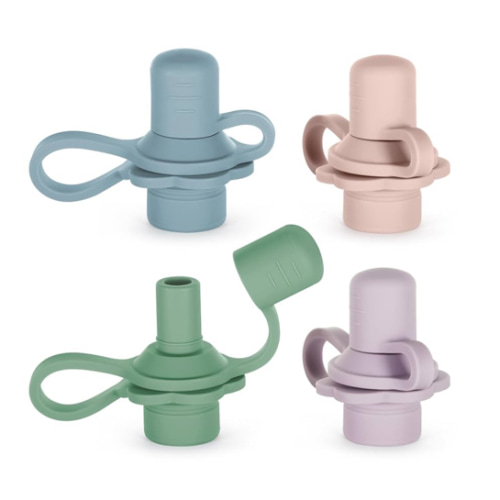 haakaa Multi-Functional Silicone Spout,Pouch Topper No Spill,Water Bottle Topper for Toddlers,100% Food Grade Silicone,4 Pack