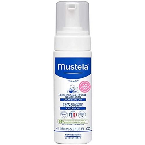Mustela Cradle Cap Foam Shampoo for Newborn - Baby Shampoo with Natural Avocado - Tear-Free & Fragrance-Free - 5.07 fl. oz.
