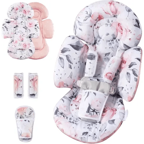 Infant Car Seat Insert Compatible with Mamaroo Swing & Graco Swing and Infant Car Seat, Newborn Insert Baby Head Body Support, Reversible Design, Breathable Soft Fabric, 1Pcs - Pink Floral