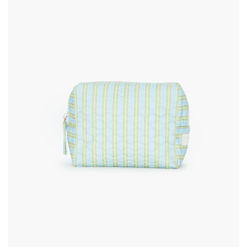 The Mini Quilted Cosmetic Bag - Blue/Green Stripe – Hill House Home