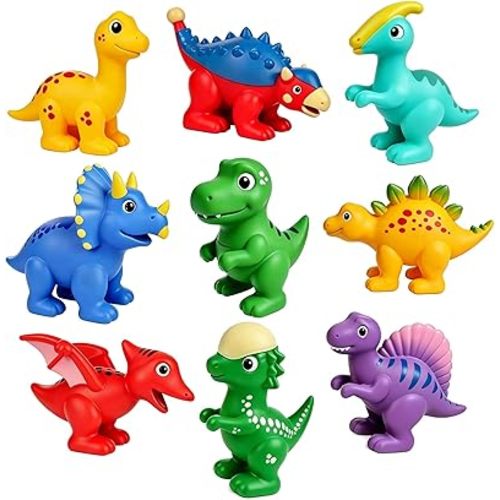 9PCS Dinosaur Bath Toys for Kids, Soft Mold Free Bath Toys
