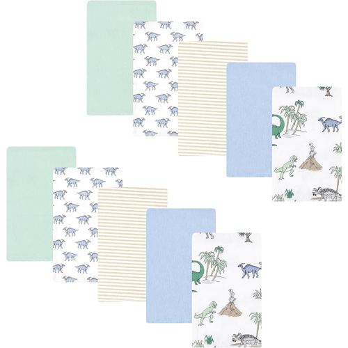 Hudson Baby Unisex Baby Cotton Flannel Burp Cloths 10-Pack, Boy Dino World, One Size
