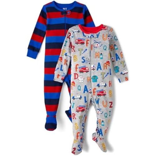The Children's Place Baby Boys' And Toddler Long Sleeve 100% Cotton Zip-front One Piece Footed Pajama