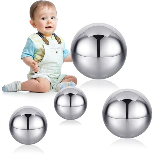 Shappy 4 Pcs Sensory Reflective Balls Stainless Steel Gazing Mirror Balls for Back to School Color Image Reflection Bedroom Ornaments (2.5,3,3.9,4.7 Inch)
