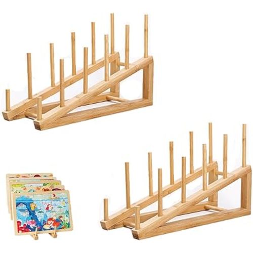 2 Pcs Wooden Puzzle Storage Rack,Jigsaw Puzzle Holder Rack for Puzzle Easel Board,Puzzle Storage Rack Organizer Shelf for Adults Craft Collection Lovers