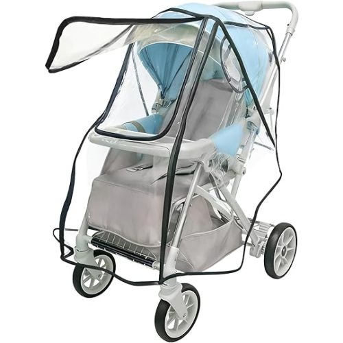 Stroller Rain Cover, Universal All-Season Lightweight Clear Stroller Poncho for Outdoor Protection, Easy to Install, Shields Against Wind, Rain, and Ensures Baby’s Comfort, Safe Outings