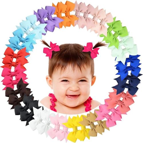 ALinmo 40PCS 2" Baby Hair Clips Fully Lined Baby Hair Bows Clips