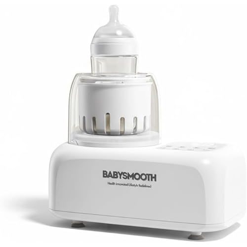 Bottle Warmer & Mixer, Babysmooth Waterless Baby Bottle Warmer with Silent Shake, Fast Heat, Night Light for Nighttime Feeding, One-Touch Easy Use, Adjustable Temperature & Time, Thaw & Keep Warm