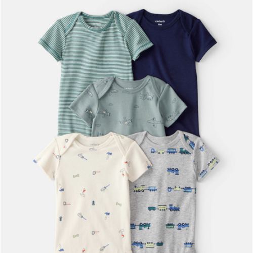 Baby Boy 5-Pack Train Multipack Bodysuits - Green/Blue | Carter's
