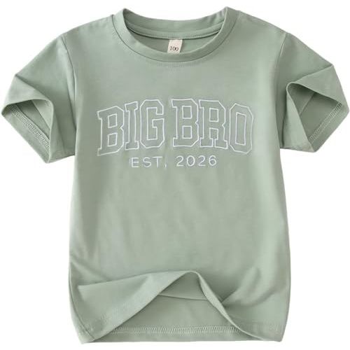 Big Brother Shirts Toddler Baby Boy Embroidery Big Bro Est. 2026 T-Shirt Summer Short Sleeve Tees Announcement Tops