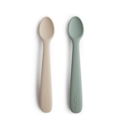 Mushie Silicone 2-Pack Feeding Spoons Set in Blue/Sand - BLUE/SAND - 2 PIECE