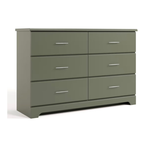 Storkcraft Brookside 6-Drawer Dresser (Olive) – GREENGUARD Gold Certified, Green Dresser for Bedroom, Kids & Nursery Storage Chest, Safety Interlocking Drawers, Pre-Installed Tracks, Kids Chest
