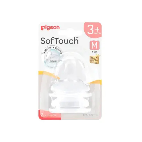 Pigeon SofTouch III Peristaltic + Teat M 2Pk | Baby Bunting AU
