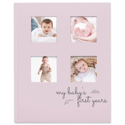 Baby Memory Book for Girls, Boys - 66 Pages Hardcover First 5 Years Newborn Journal, Milestone Baby Book Keepsake for New Parents, Minimalist Gifts, Milestone Photo Album, Gender Neutral (Mist Pink)
