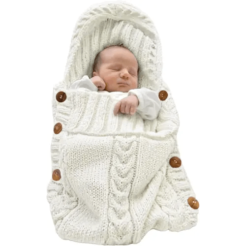 XMWEALTHY Newborn Baby Wrap Swaddle Blanket Knit Wrap Blanket Bag Receiving Blankets Stroller Wrap for Baby Beige 0-6 Month