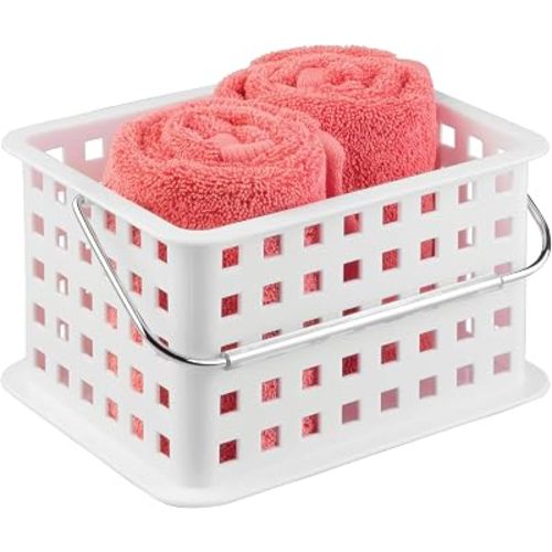 iDesign Portable Shower Caddy Basket with Handle for College Dorm or Bathroom - White - Made in USA
