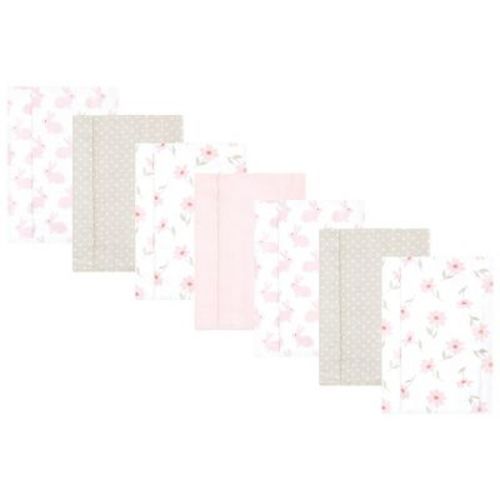 Hudson Baby Cotton Poly Infant Girls Flannel Burp Cloth 7pk, Pink Honey Bunny, One Size