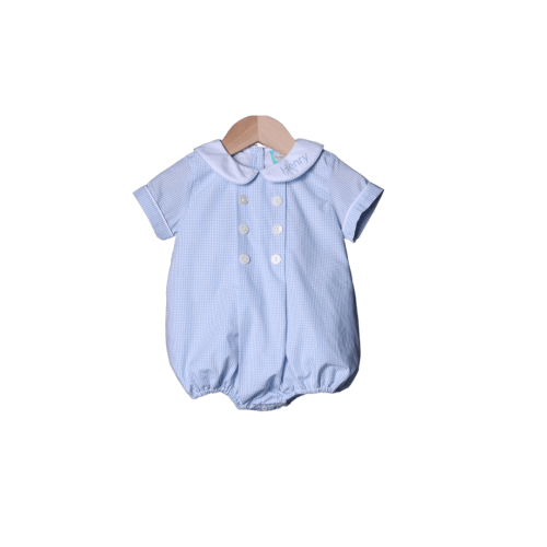 Classic Blue Gingham Button Bubble