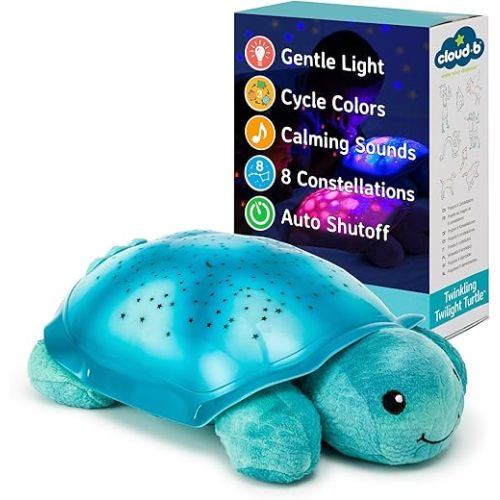 Cloud b Comforting Nightlight Star Projector w/ Soothing Sounds | Gentle Brightness | 3 Colors | Auto-Shutoff | Twinkling Twilight Turtle Aqua