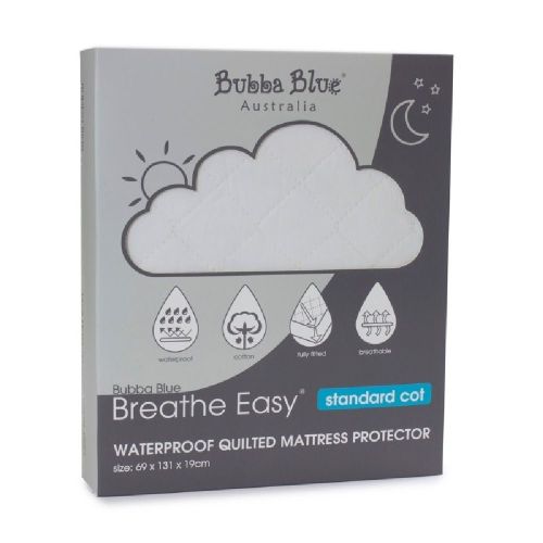 Bubba Blue Quilted Standard Cot Mattress Protector White