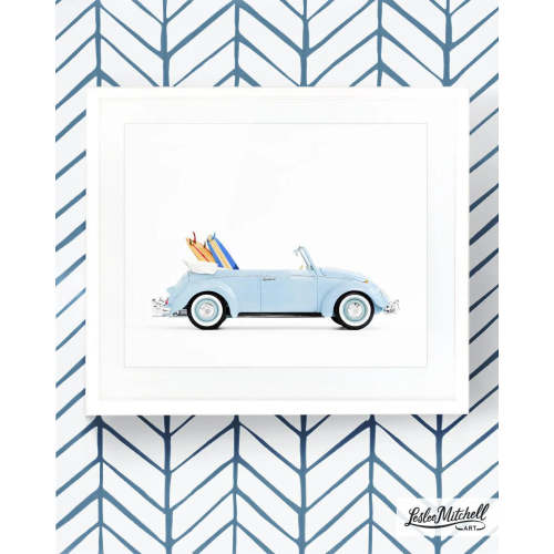 Car Series - Baby Blue Surfboards – Leslee Mitchell Art