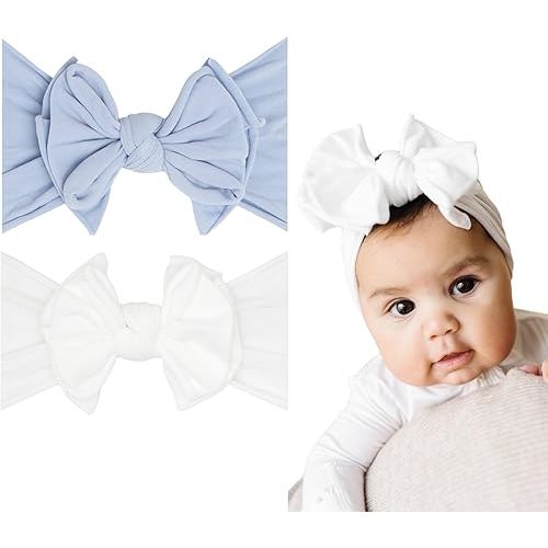 Baby Bling 2PK FAB-BOW-OUS®: dusty blue + white