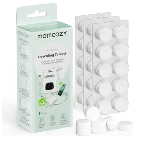 Momcozy Official Descaling Tablets, Compatible KleanPal Pro Baby Bottle Washer, Descaler for Milk & Limescale Removal, 30 Count