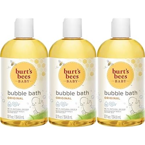Burt's Bees Baby Bubble Bath Set, 2-in-1 Natural Origin Plant Based Formula for Sensitive Skin, Original Fresh Scent, Tear-Free, Pediatrician Tested, 3 Travel Size Bottles, 36 oz (12 oz 3-Pack)