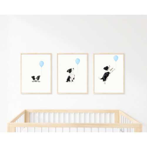 Border Collie Puppy Print Set: Nursery Dog Wall Art (Digital Download)