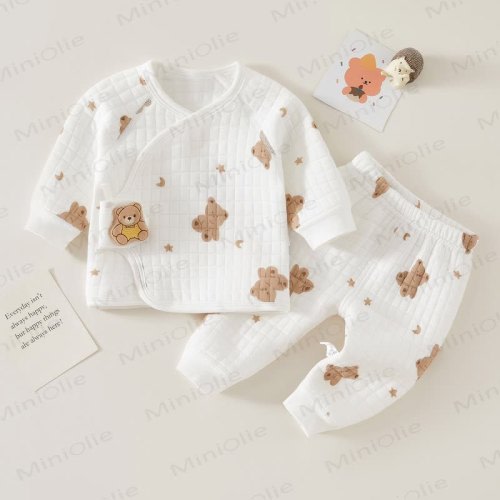 Baby Bear Print Pajamas Warm 2 Pieces Set