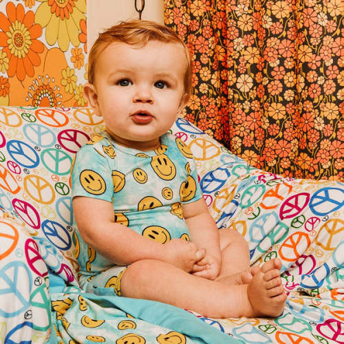 Happy Tie Dye Short Sleeve Short Romper