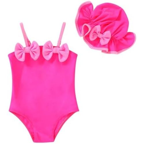 YOUNGER TREE Toddler Baby Girl Swimsuit Infant One Piece Bathing Suits with Hat Newborn Summer Beach Swimwear