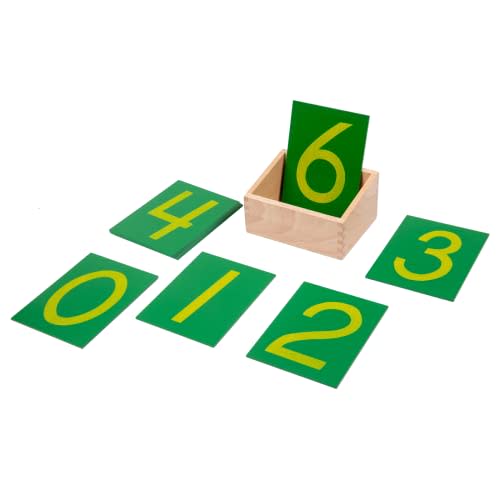 Adena Montessori Wooden Math Counting,Sandpaper Numbers with Box for Toddlers Kids,Early Development Math Material for Preschool Learning Education Toys,Sensory 0-9 Cards Montessori Flash Cards