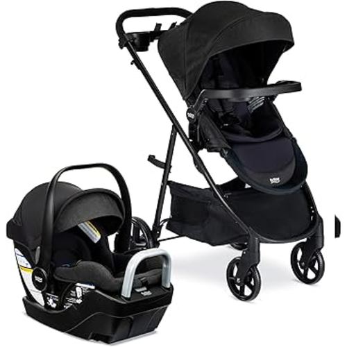Britax Willow Brook S+ Travel System, Infant Car Seat and Stroller Combo with Alpine Base, ClickTight Technology, SafeWash Insert and Cover, Raven Black