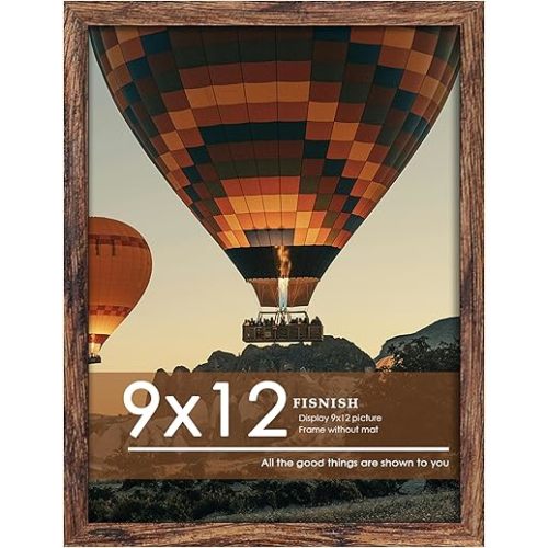 9x12 Picture Frame Brown, Classic Poster Frame for Horizontal or Vertical Wall Mounting, 1 Pack