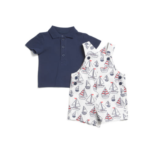 Newborn Boys Woven Sailboats Shortalls And Tee Set | Kids & Baby | T.J.Maxx