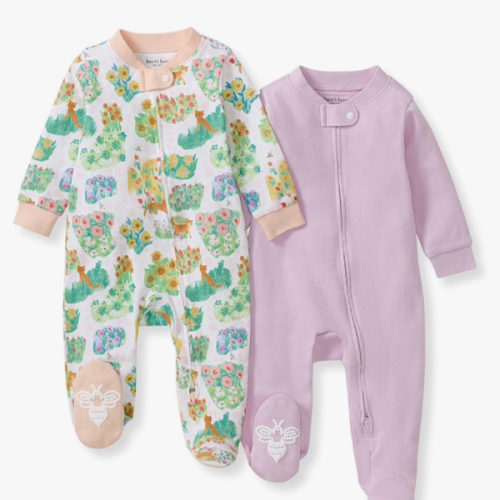 Burt's Bees Baby Girls' Organic Cotton Sleep and Play Footed Pajamas