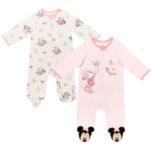 Mickey Mouse & Friends Minnie Mouse Newborn Baby Girls 2 Pack Zip Up Sleep N' Play Coveralls Pink/White 3-6 Months