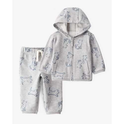 Baby Boy 2-Piece DayDream Fleece Dog Hoodie & Knit Pants Set - Grey - Carter's | Carter's