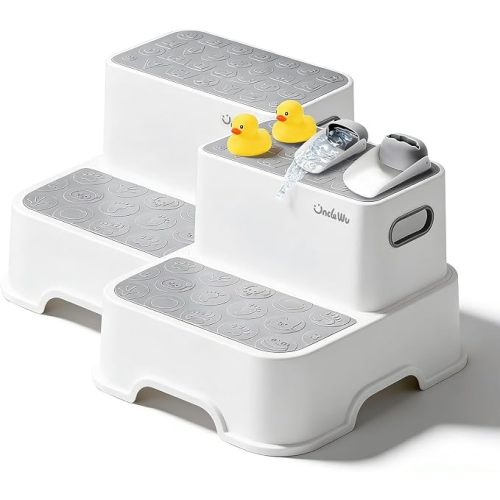 2 Pack Toddler Step Stool, Non-Slip Kids Bathroom Stool | For Bathroom Sinks, Toilets and Potty training,Kitchen, Supports Up to 200 lbs for Adults