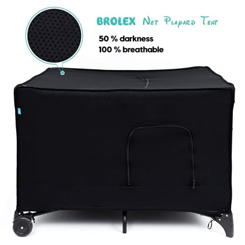 Brolex Mini Crib Canopy Cover for Pack and Play Portable Travel Cribs, Stretchy Breathable Netting Tent and Shade for Indoor or Outdoor Naps, Play or Sleeping, Baby Safe Child Protection - Black01