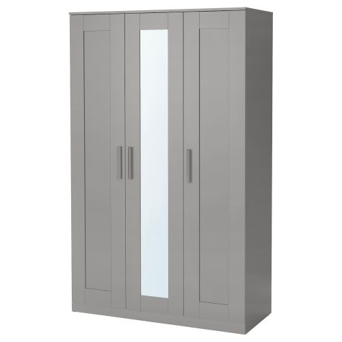 BRIMNES Wardrobe with 3 doors - gray 46x74 3/4 "