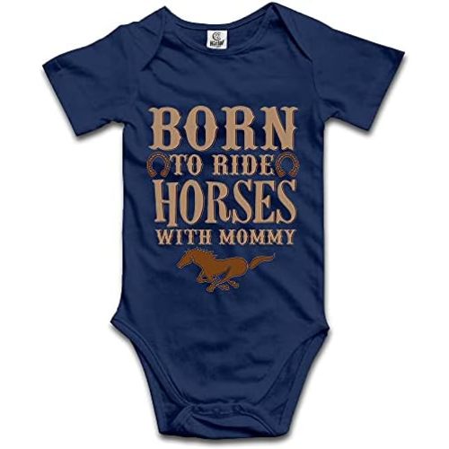 DOQOSESHY Born to Ride Horses with Mommy Baby Bodysuit Short/Long Sleeve Jumpsuit Rompers, 3 Months