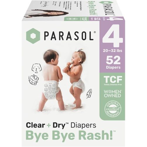 Parasol Clear+Dry Natural Disposable Diapers Size 4-52ct