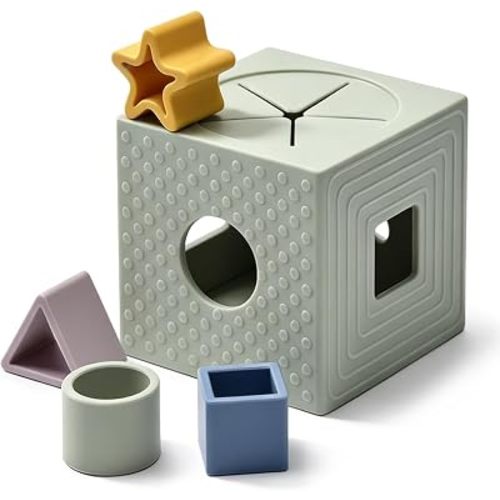 Mitico Silicone Shape Sorter for Babies 6M+, Montessori Sensory Sorting Box