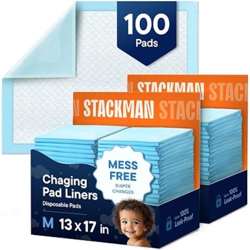 Disposable Changing Pads [100-Pack] Diaper Pad for Baby, Puppy & Dog - Pee & Wee Underpads - Chux Potty Training Liner - Changing Table Cover - 17"x13" Leak-Proof Liners for Incontinence & Travel Use